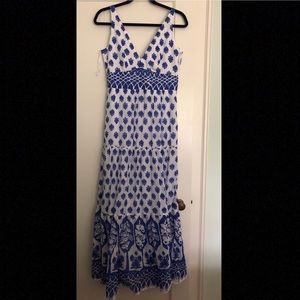 J Crew Mediteranean Blue & White Maxi Dress